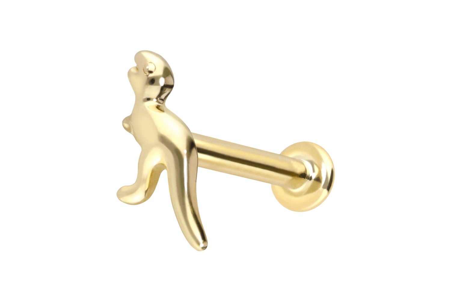 14 Karat Gold Labret Piercing mit Innengewinde DINOSAURIER